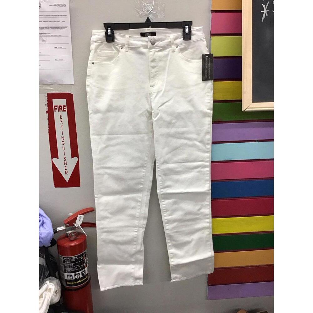 Dennis basso Riviera stretch straight jean fray 10 reg white new qvc